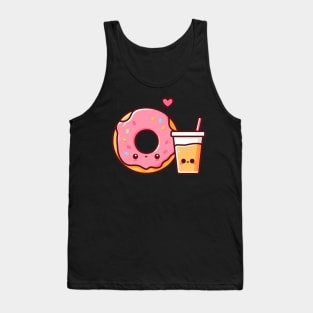 Cute Kawaii Donut and Mango Milkshake | Food Design for Kawaii Lovers Tank Top